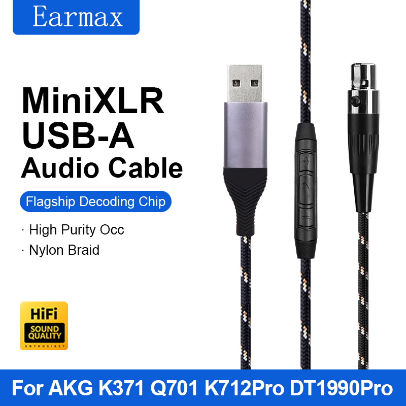 Wired Earphone Lightning - สายหูฟังคอมพิวเตอร์ตั้งโต๊ะ3ขาสำหรับ AKG Q701 DT1990Pro TYPE-C เปลี่ยนได้