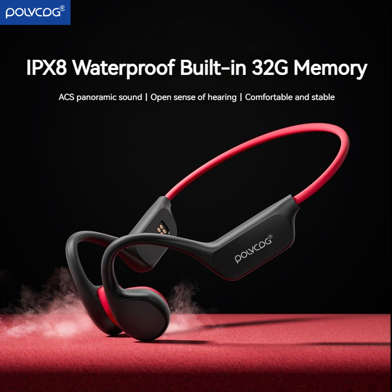 Wired Earphone Lightning - POLVCDG ชุดหูฟังแบบนำเสียงผ่านกระดูก X7 IPX8 32GB หน่วยความจำ