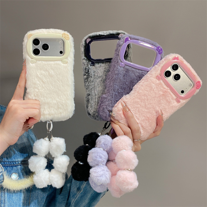 Apple Iphone 15 - เคสโทรศัพท์ขนเฟอร์สีพื้นสุดหรู สำหรับ iPhone 17 Air 16