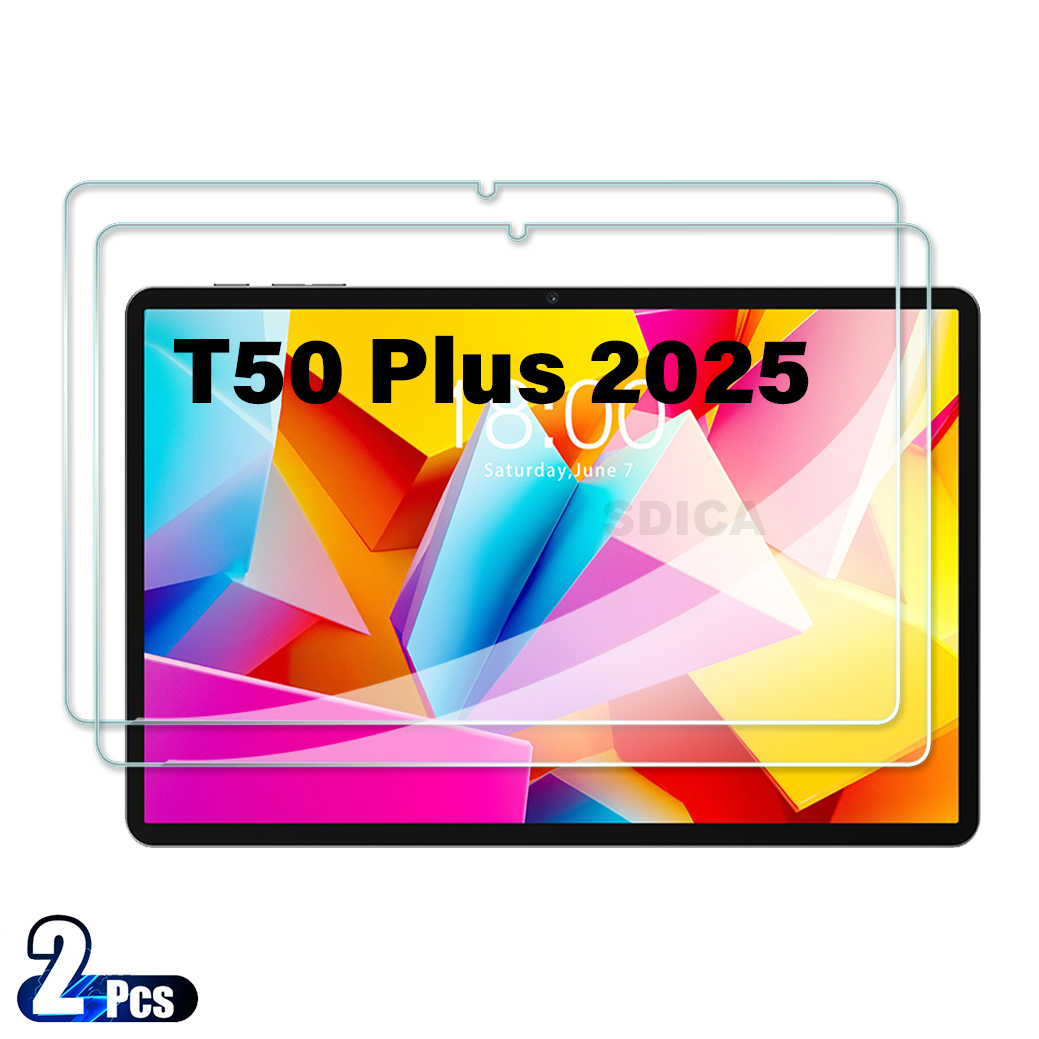 Temu Tablet Accessories - 2PCS สำหรับเทคลาส T50 พลัส 2025 กระจกนิรภัยป้องกันหน้าจอ