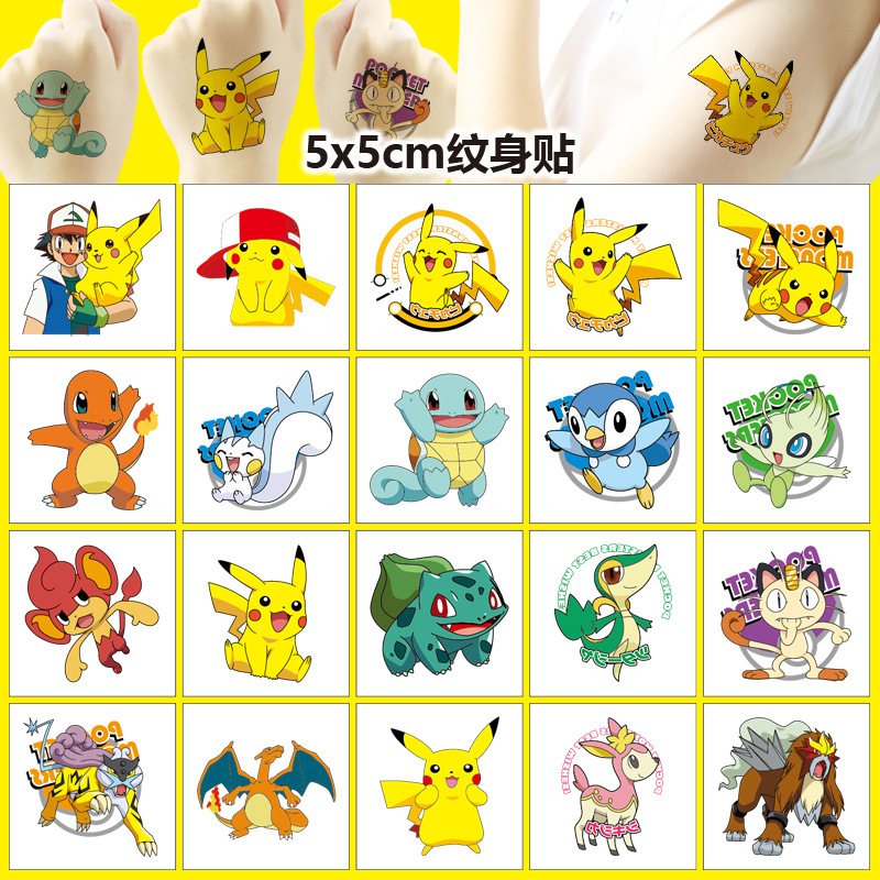 Tablet Cute Accessories - 5*5 ซม.20pcs Pokemon Pikachu Tattoo สติกเกอร์เด็กสติกเกอร์รางวัลน่ารัก