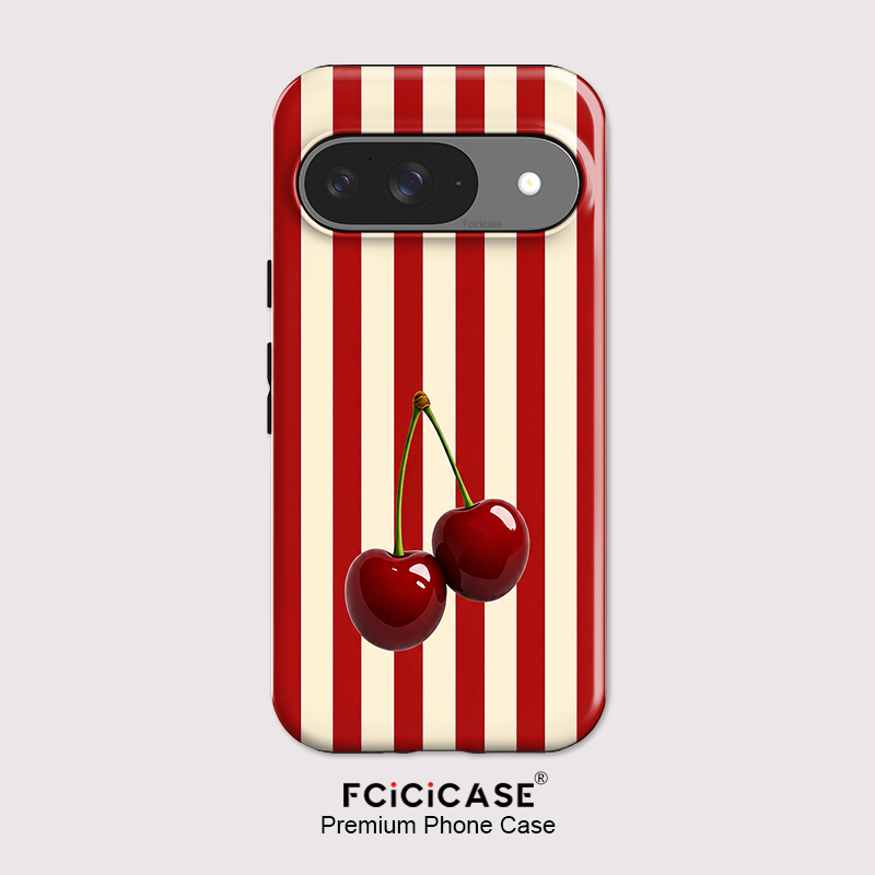 Google Pixel 9 - เอฟซีซีเคส เชอร์รี่ ลายทางเคสโทรศัพท์สำหรับกูเกิลพิกเซล 10A 9 10