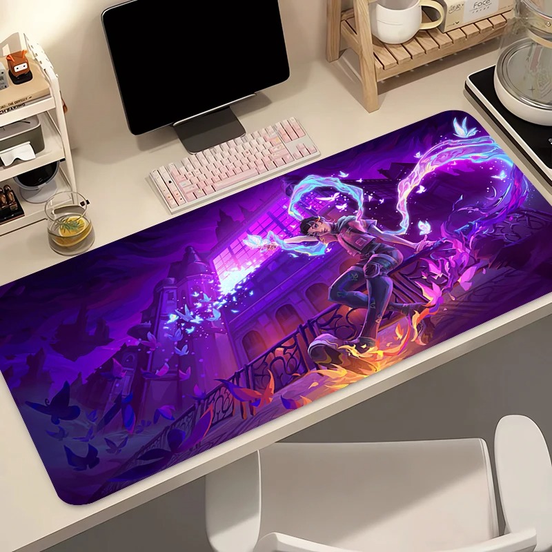 Tablet Cute Accessories - แผ่นรองเมาส์เกมเมอร์คอมพิวเตอร์อะนิเมะพีซี วาโลแรนท์ โคลฟแผ่นรองเมาส์ วาร์มิโล บัตเตอร์ฟลาย โลโก้แผ่นรองคีย์บอร์ดอุปกรณ์เสริมสำหรับเล่นเกมแผ่นรองเม้าส์ตั้งโต๊ะ