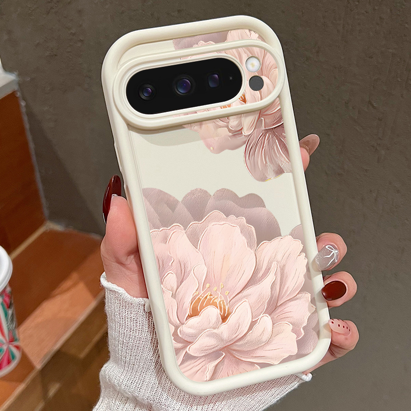 Google Pixel 9 - ดอกไม้สีชมพูลวดลายเคสโทรศัพท์ TPU นุ่มสำหรับกูเกิลพิกเซล 10 9 8