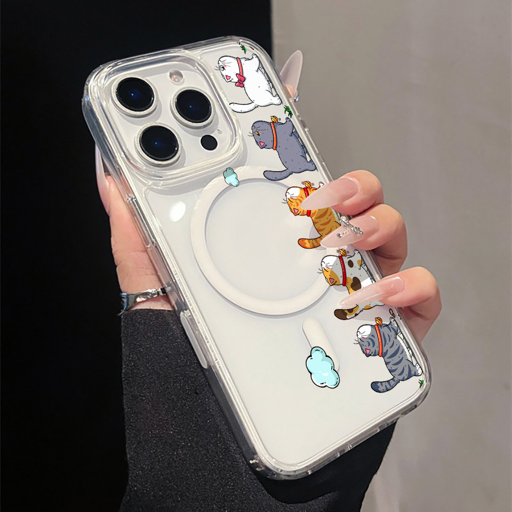 Apple Iphone 15 - เคสโทรศัพท์ใสลายการ์ตูนแมวน่ารักสำหรับ iPhone 17 11 12 13