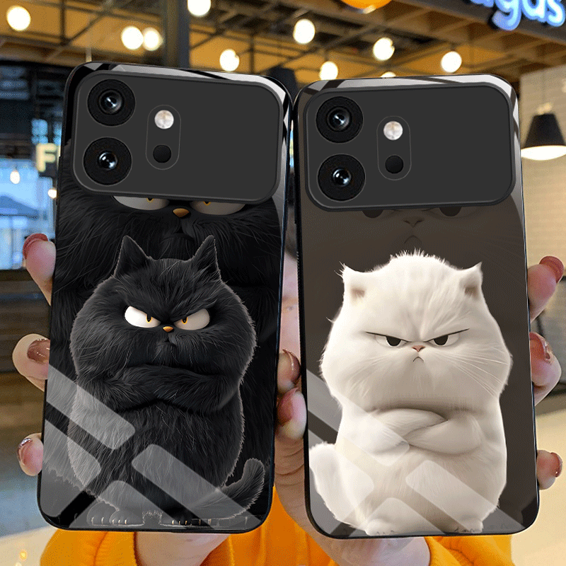 Honor Tablet Accessories - เคสกระจกนิรภัยแบบแข็งสำหรับเกียรติยศ 600 โปร 600 ไลท์ฝาครอบป้องกันลายแมวฝาหลังฟันดาส