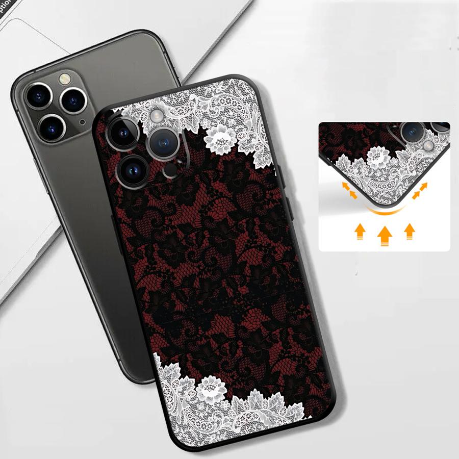 เคสโทรศัพท์ลายลูกไม้สีดำและสีแ - Apple Iphone 15 Pro Max บทวิจารณ์และราคา