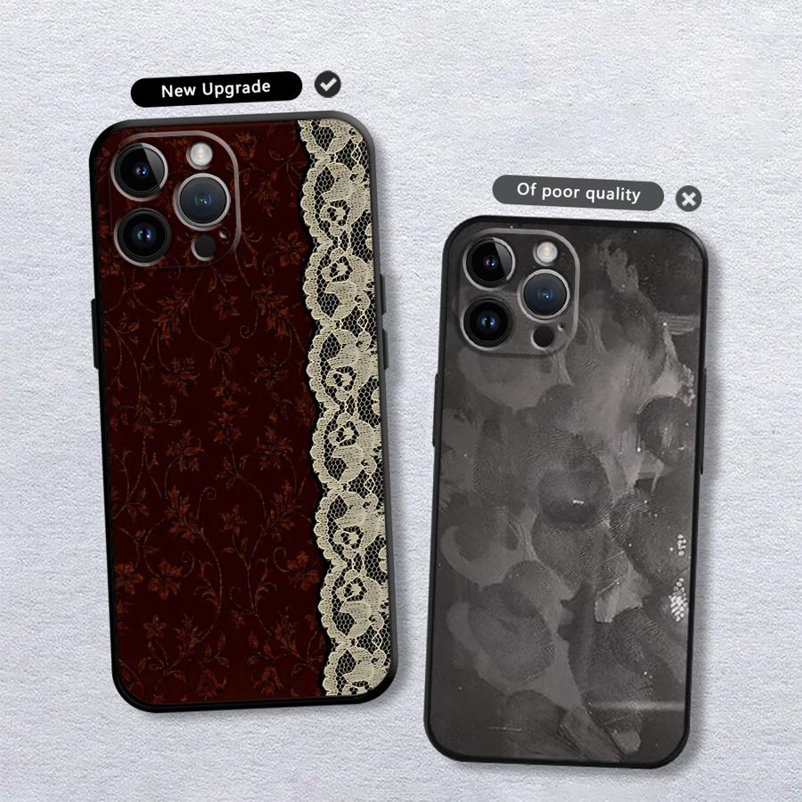 เคสโทรศัพท์ลายลูกไม้สีดำและสีแ - Apple Iphone 15 Pro Max บทวิจารณ์และราคา